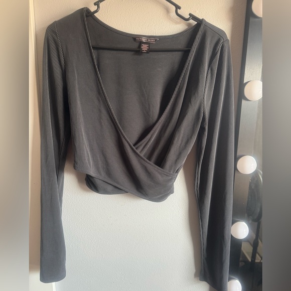 Victoria's Secret Tops - Victoria Secret Blue crop shirt .Size medium